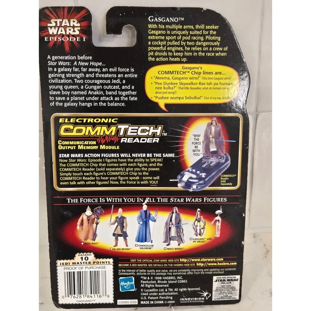 Star Wars Episode I Gasgano with Pit Droid Action Figure CommTech Chip 98 Hasbro